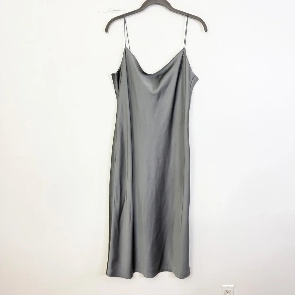 J.Crew Gwyneth Slip Dress Vintage Dove Gray Satin Size 12